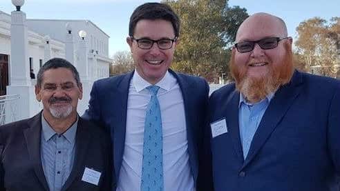NBAN Chair Fred Hooper with Federal Minister for Agriculture and Water David Littleproud and MLDRIN Chair Rene Woods. Old Parliament House 29/06/18.   
