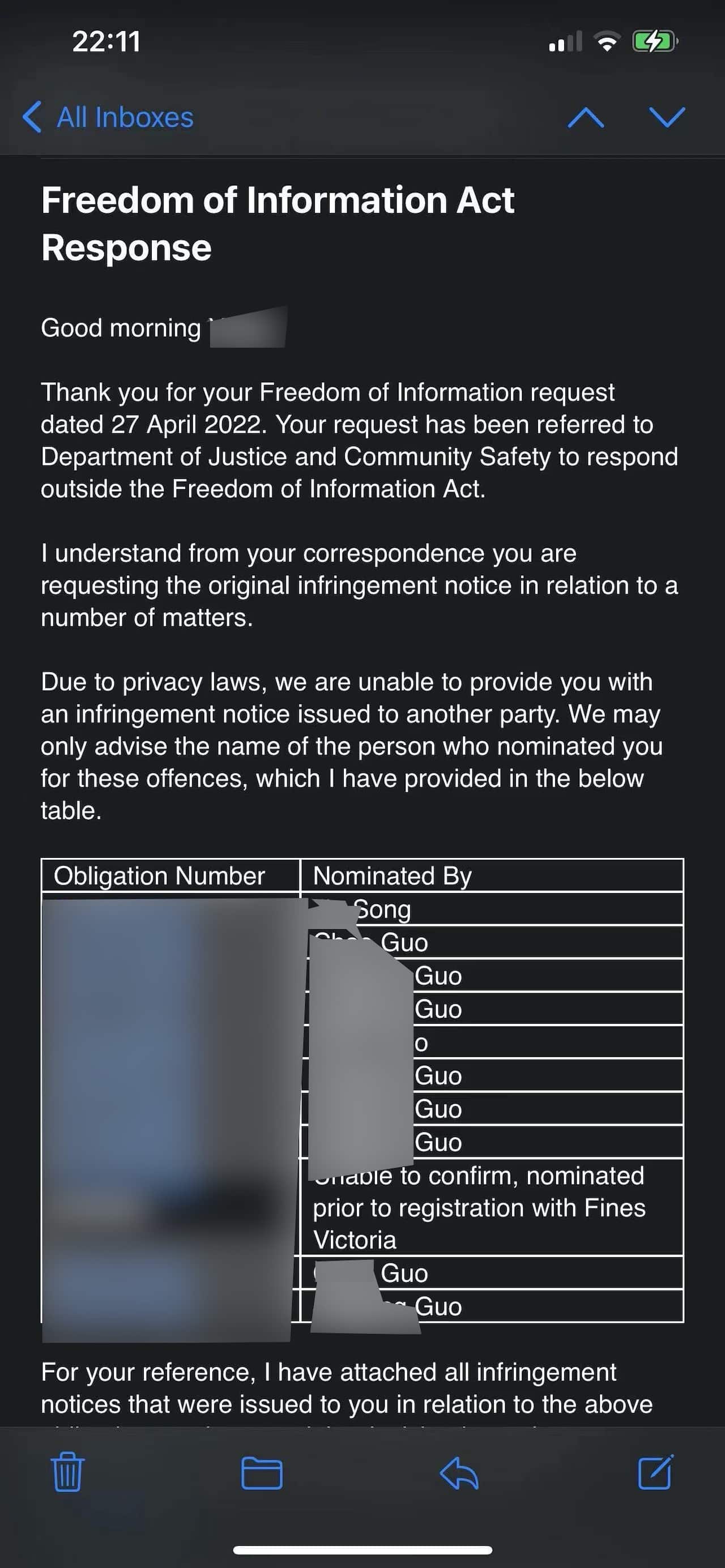 Freedom of information act 
