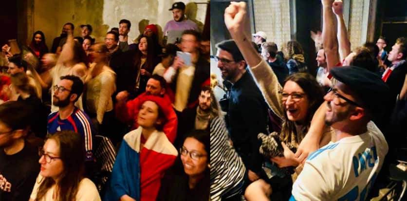 French football fans in Australia celebrating the 2018 World Cup victory at the Melbourne's Alliance Française
