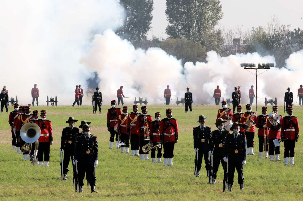 Gun salute for Fulpati in Nepal