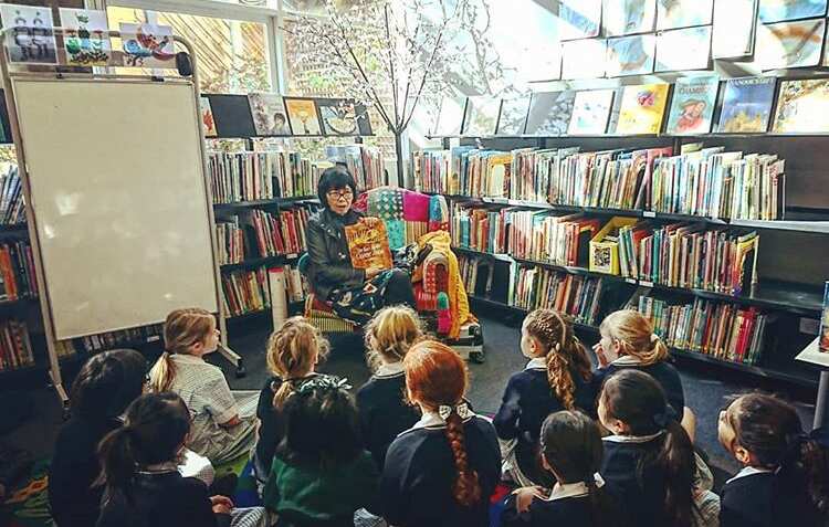 Gabrielle Wang giving a book talk to schoolchildren. 