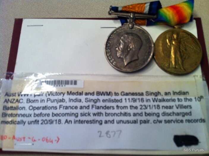 Medals awarded to Pte Ganessa Singh, AIF