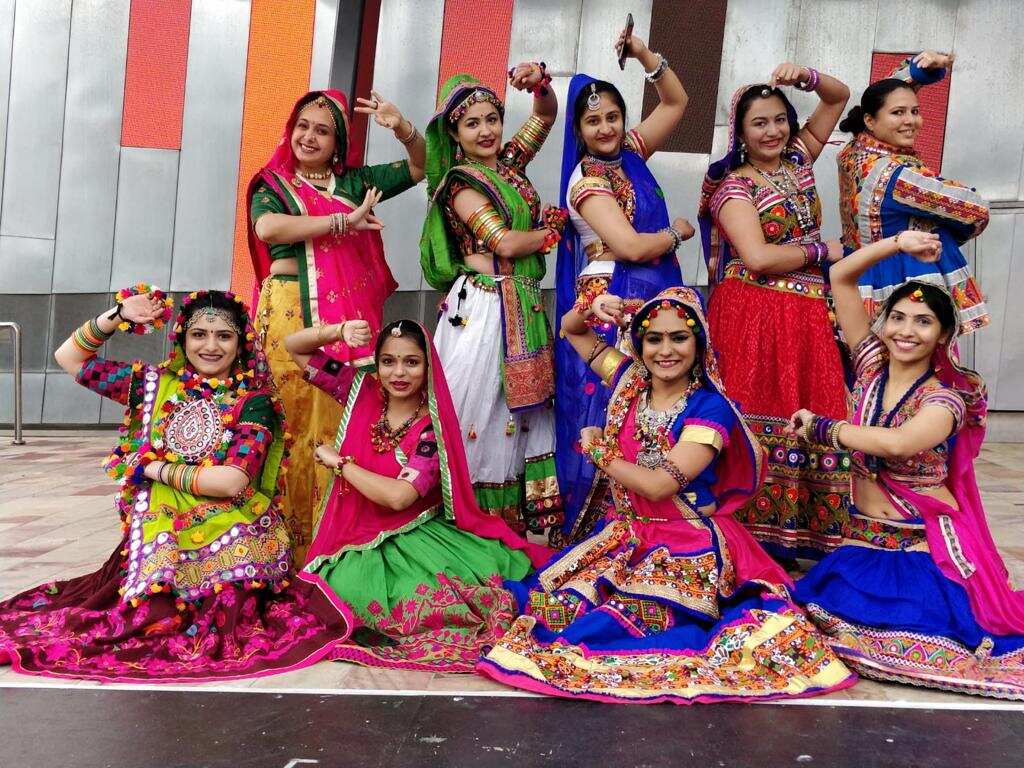 Members of the Gujarati community performs Garba.