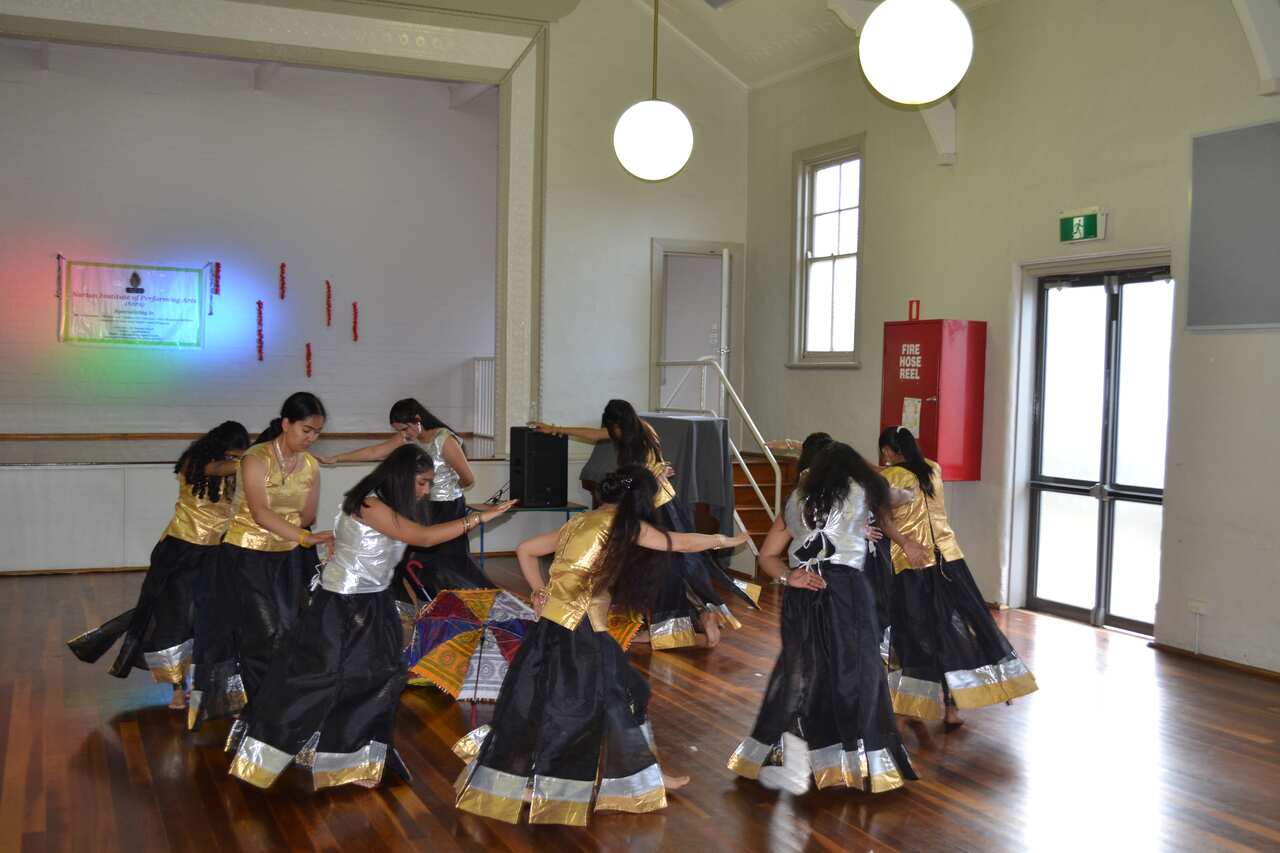 Kids learning Garba at Nartan Institute of Performing Arts.