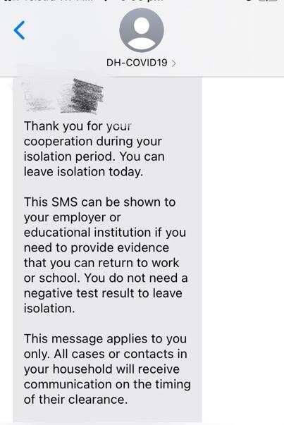 end of isolation period