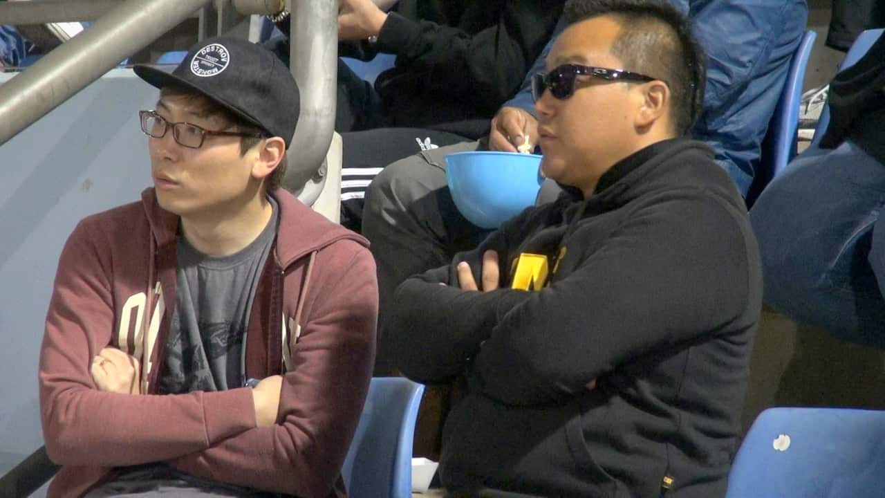 Korean baseball fans Kwang Hyuk Lee and Minkyu Choi