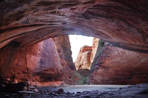 Feeling dwarfed by this overwhelming gorge at the Bungle Bungles of Purnululu National Park.