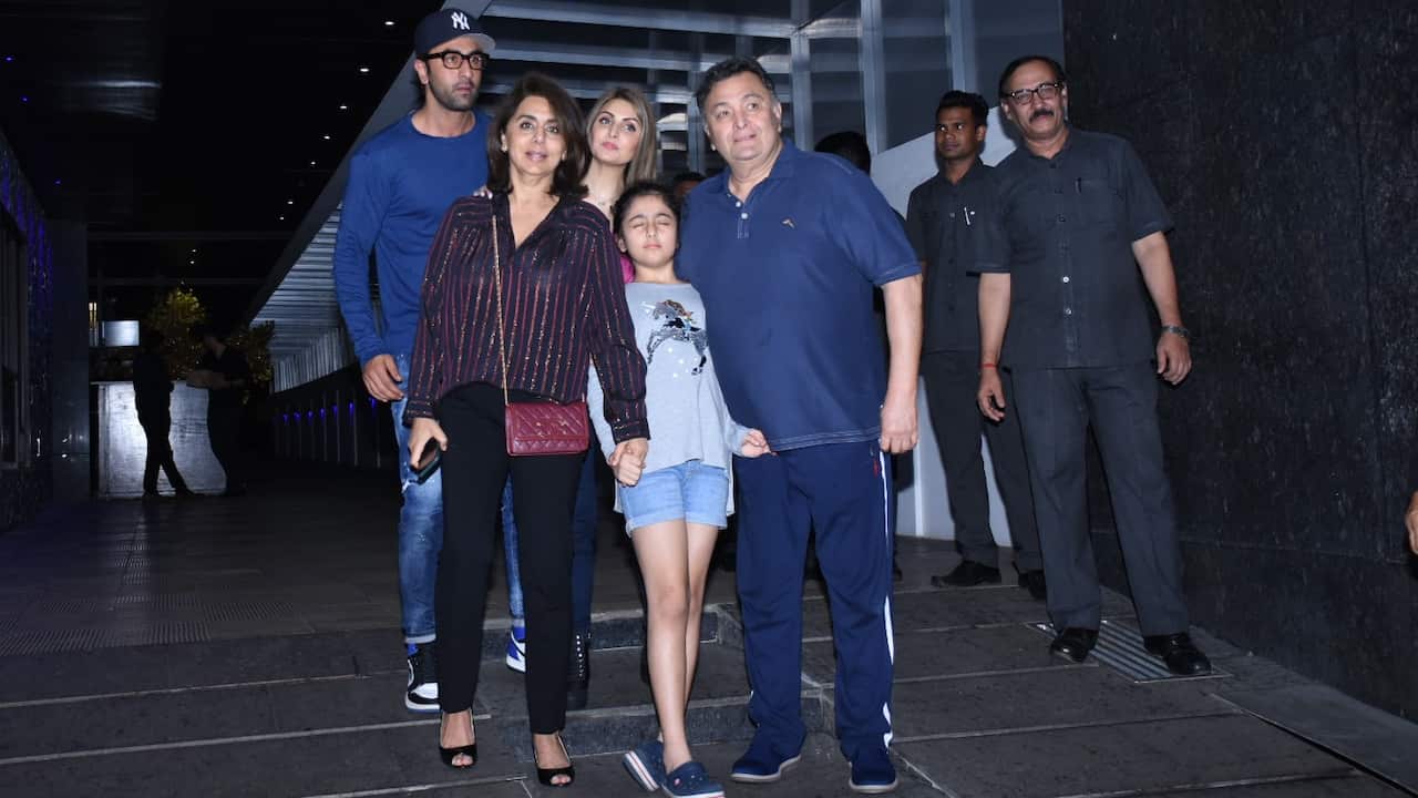 Bollywood actor Ranbir Kapoor spotted with Rishi Kapoor, mother Neetu Kapoor, sister Riddhima Kapoor Sahni with her daughter on November 5, 2019 in Mumbai, India