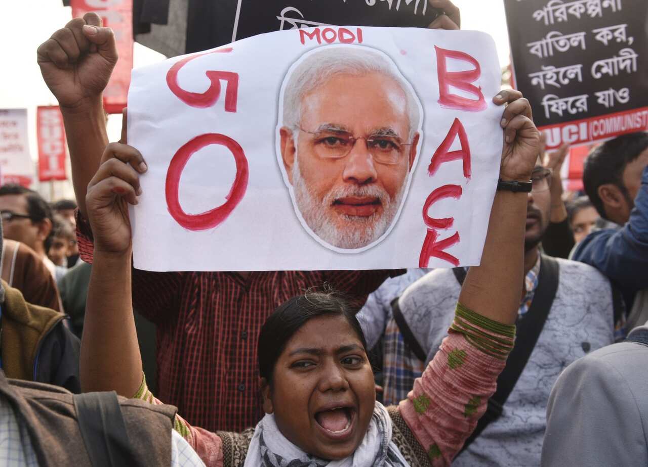 People Protest Against Prime Minister Narendra Modis Visit In Kolkata
