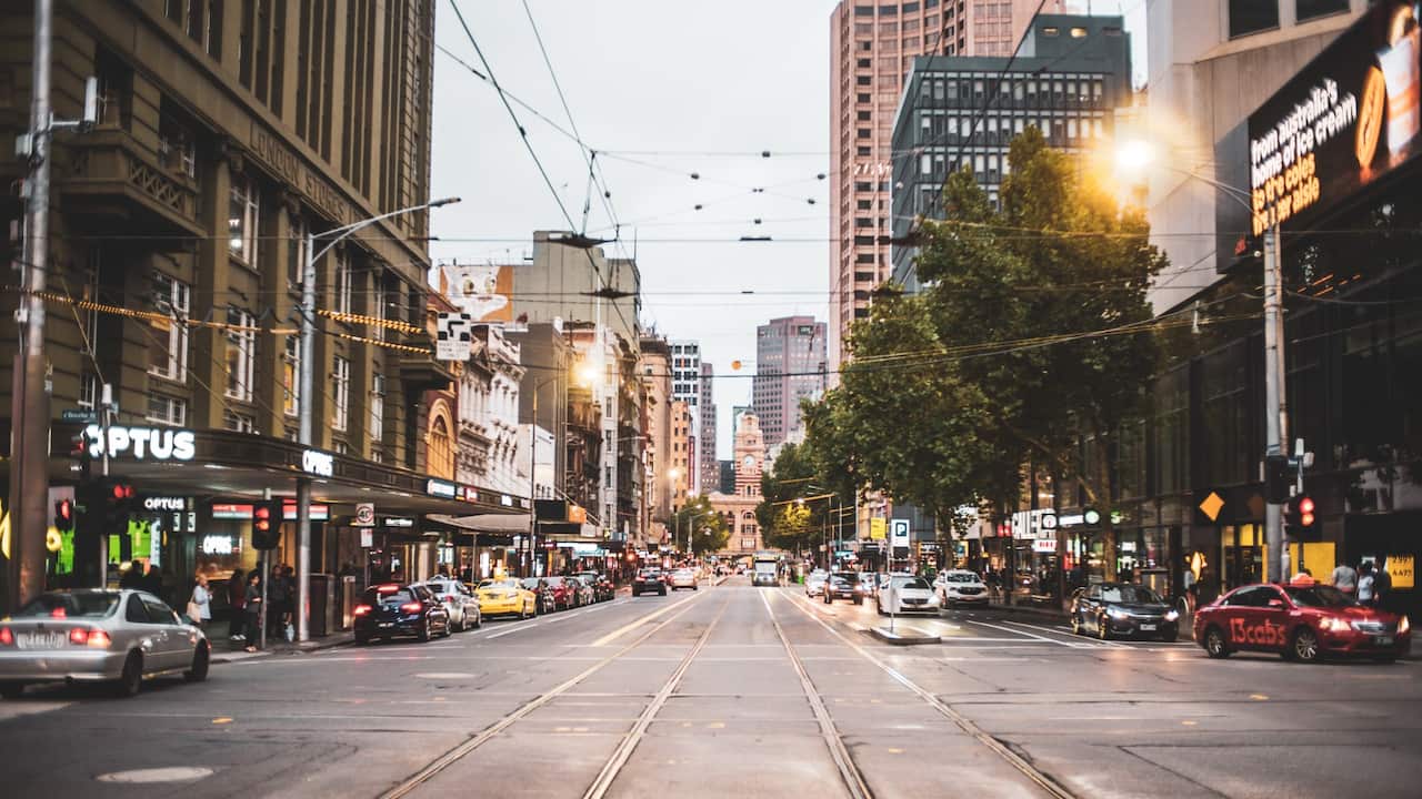 Tram tracks in Elizabeth Street, Melbourne