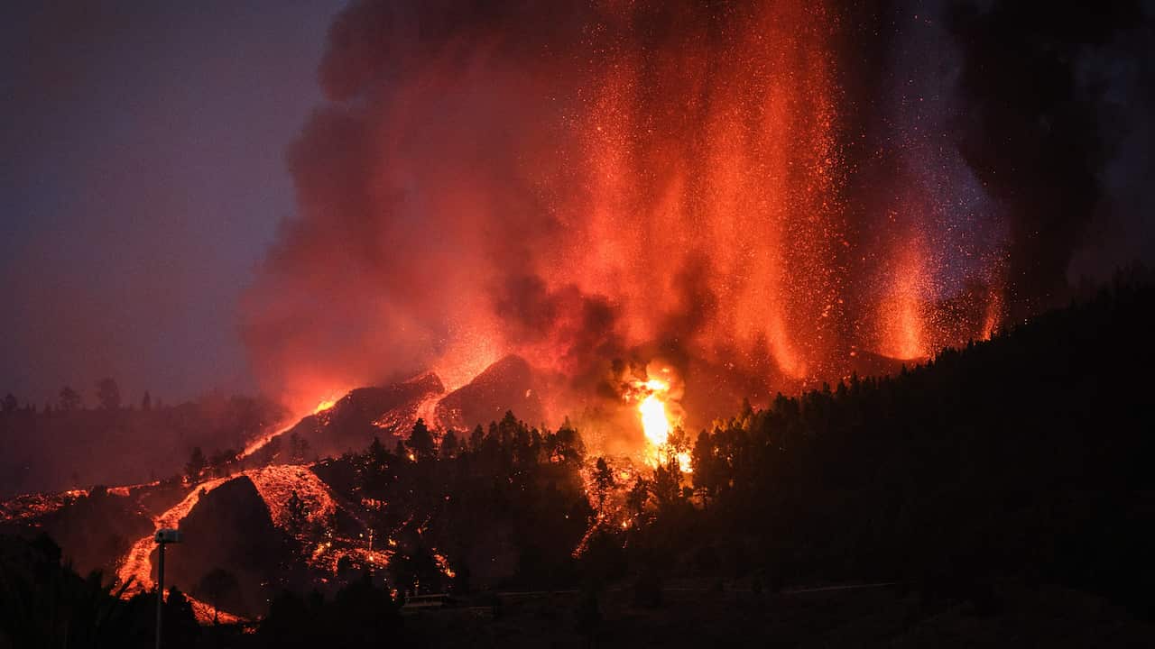 Volcano Cumbre Vieja, on the Canary island of La Palma on September 19, 2021.