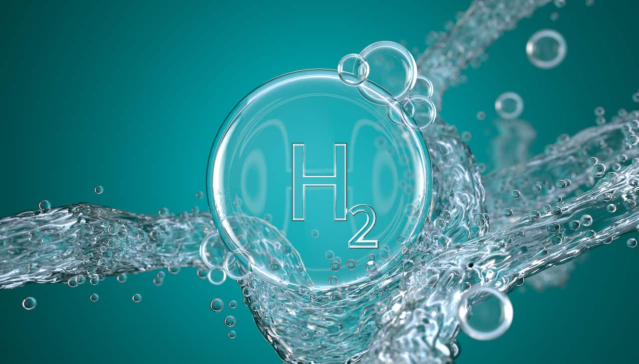 Abstract nano molecular structure. H2 hydrogen