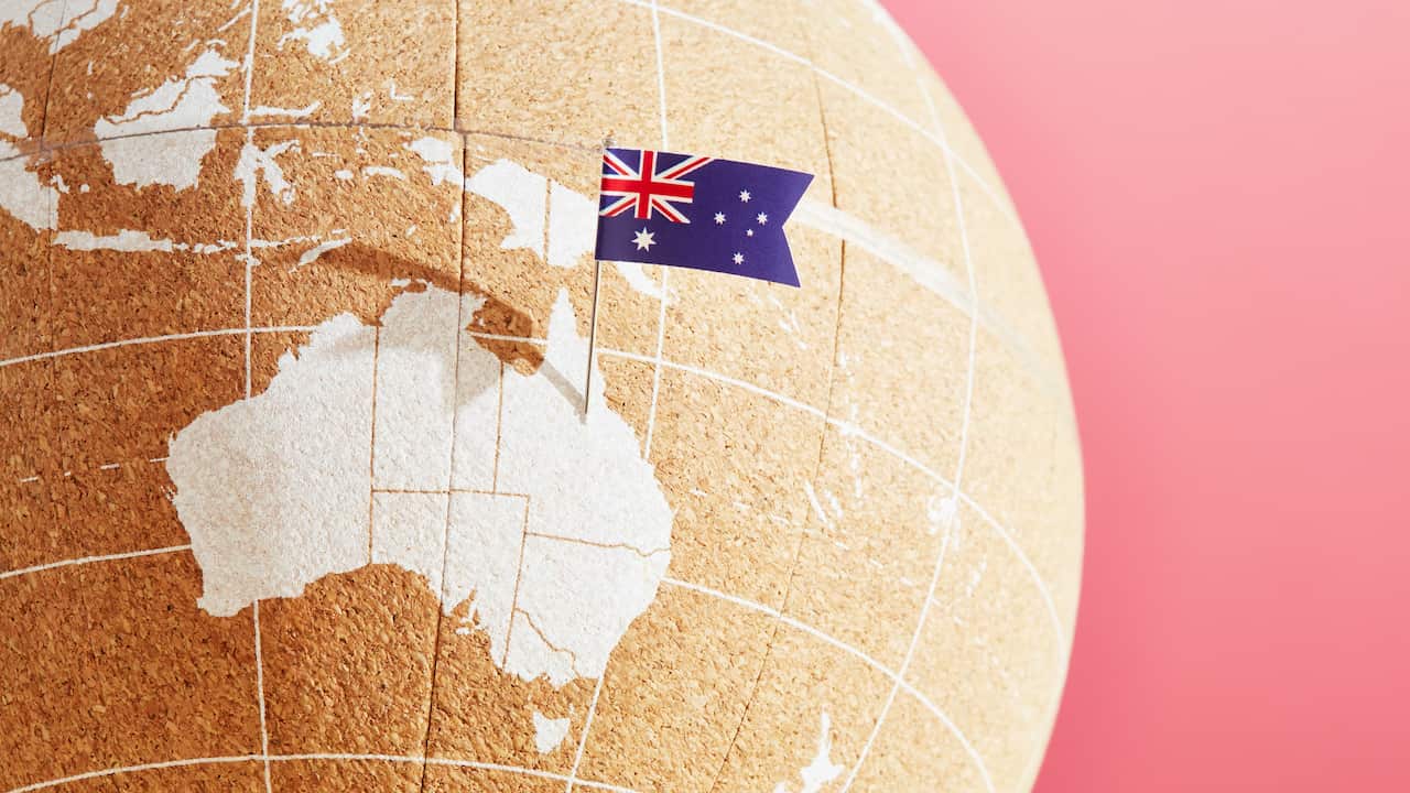 Australia Map with the Flag