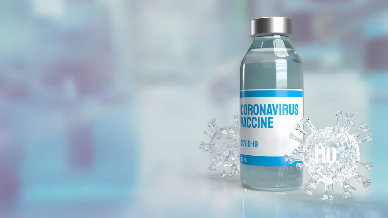 The Mu COVID 19 variant and vaccine for medical or outbreak  concept 3d rendering