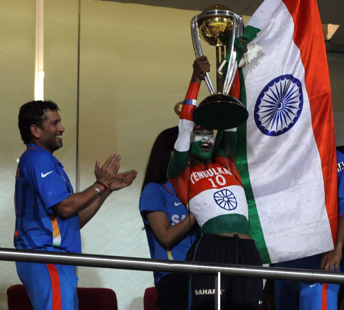 Sudhir Gautam with India's former cricketer Sachin Tendulkar