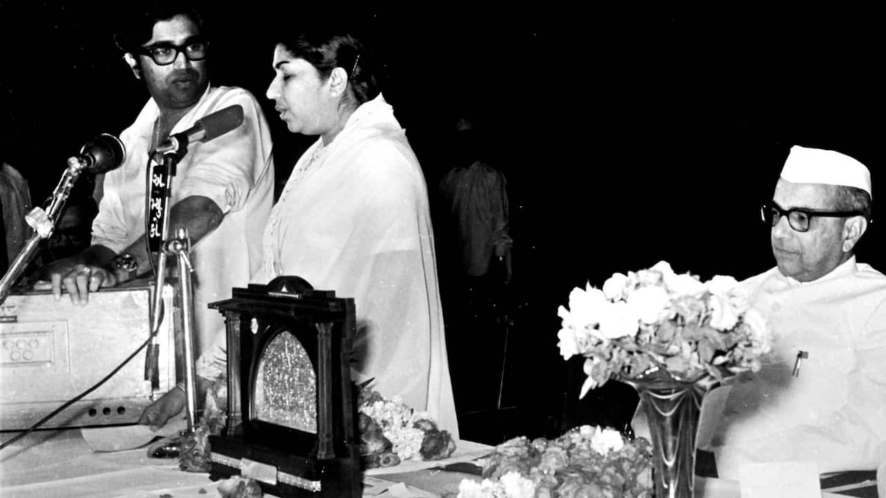 Singer Lata Mangeshkar at a reception in Ahmedabad Gujarat India on October 10, 1971.