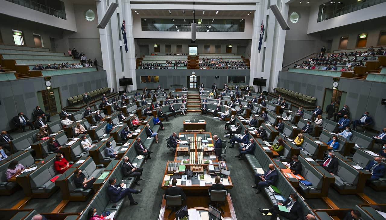 The House of Representatives at Parliament House on March 29, 2022 in Canberra, Australia. 