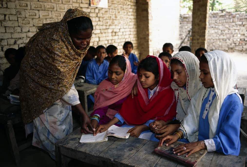 Girls studying at a village near Lahore, in Punjab province, Pakistan.