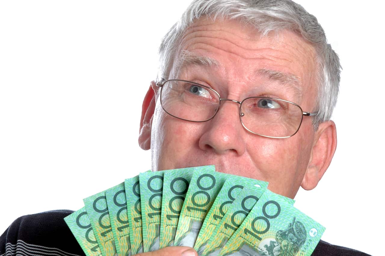 Senior Man With Australian Money