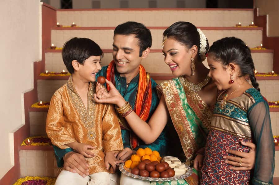 Family celebrating Diwali