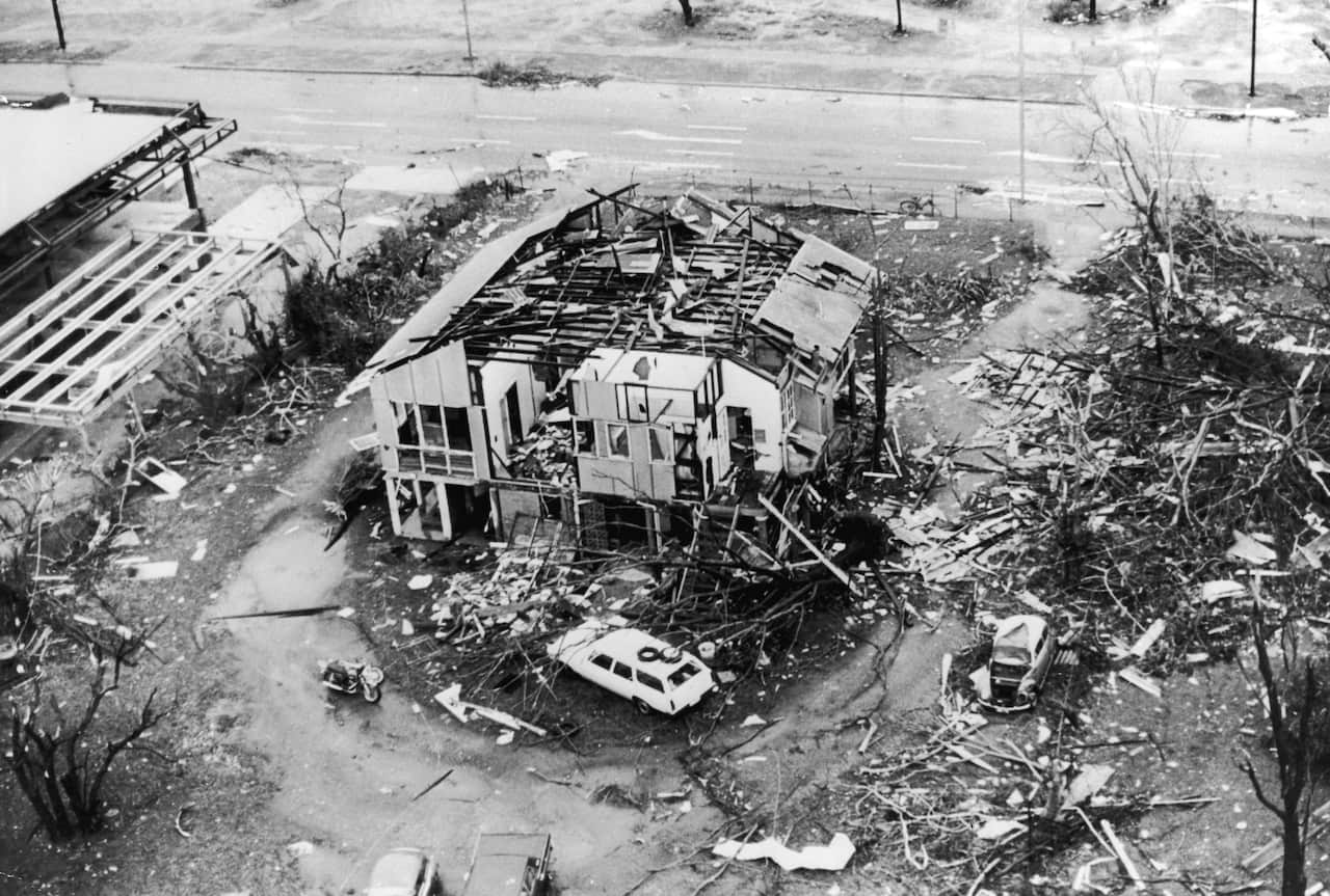 31st Dec 1974:  A house on the outskirts of Darwin, Australia, which was wrecked when the cyclone 'Tracy' struck the city on Christmas Day. Fifty people were killed and thousands made homeless in the disaster, that destroyed 90% of Darwin's builidings.