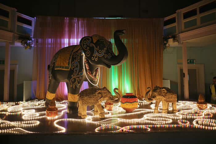 People gather to celebrate the Hindu festival of Diwali 