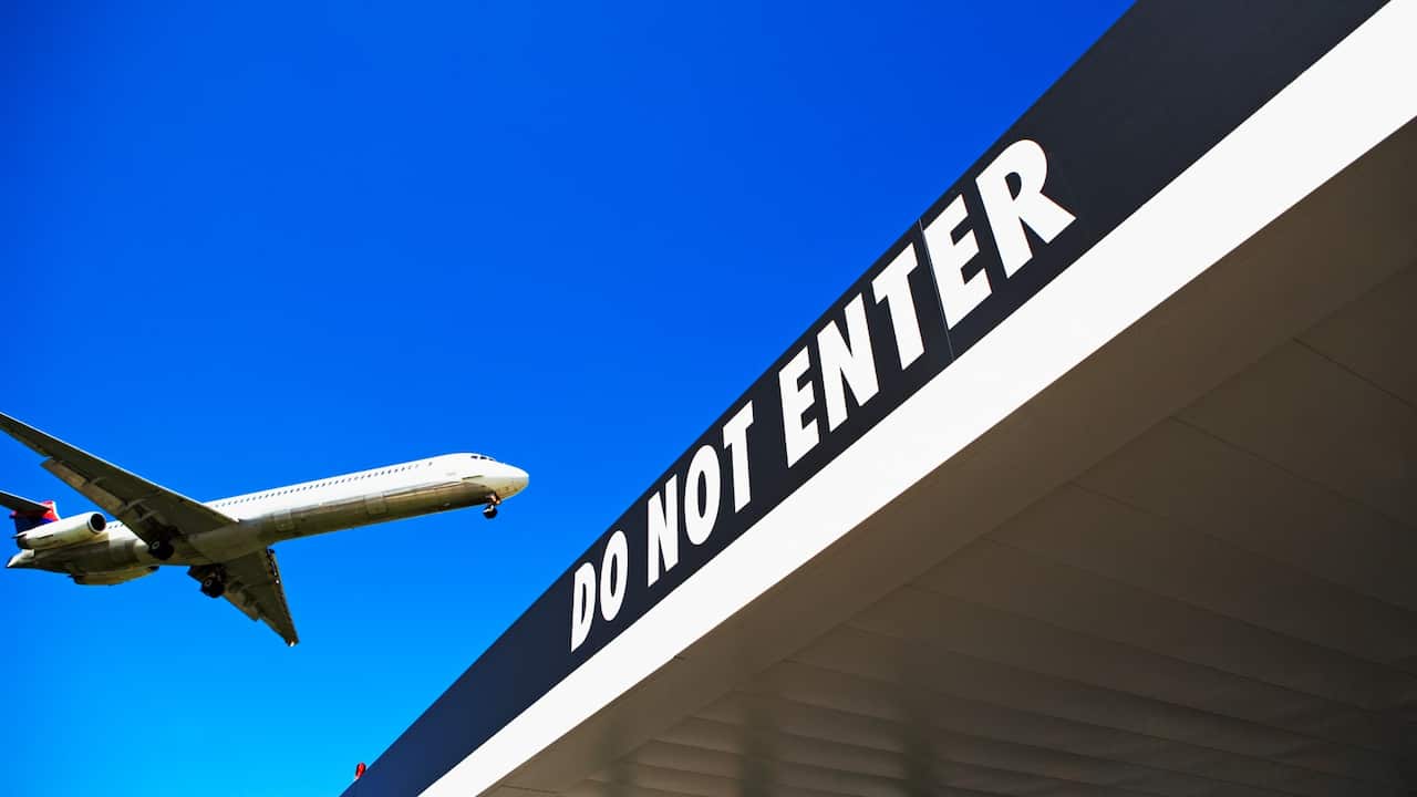 Flight at an international airport