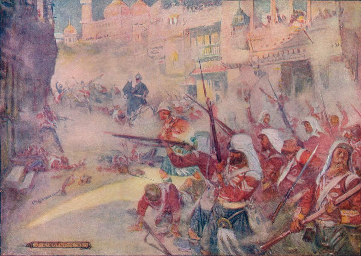 British Soldiers Were Seen Fighting Their Way Through The Streets' (1908), from 'Our Empire Story,' by HE Marshall (Thomas Nelsom And Sons, London), c1920.