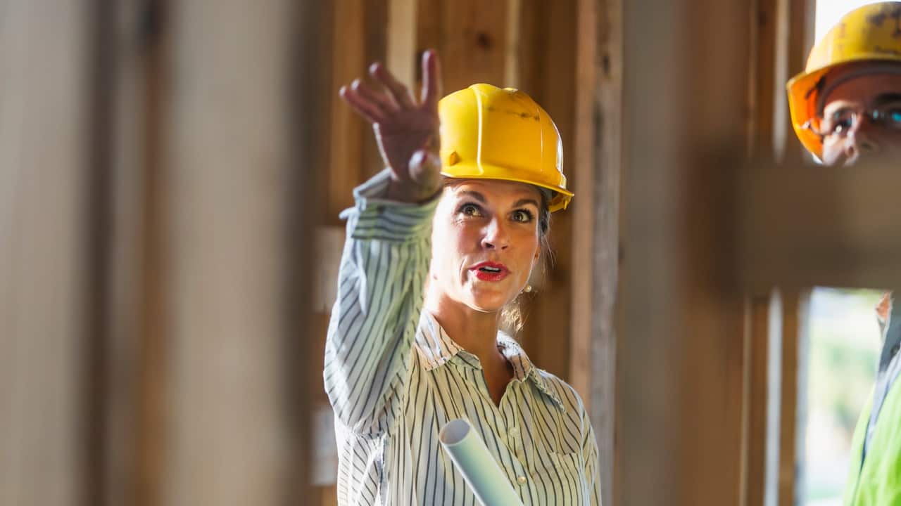 A building inspect at a construction site