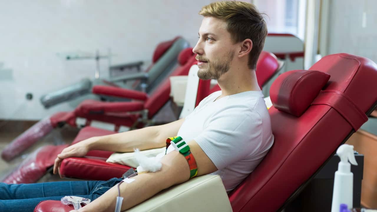 Man giving blood