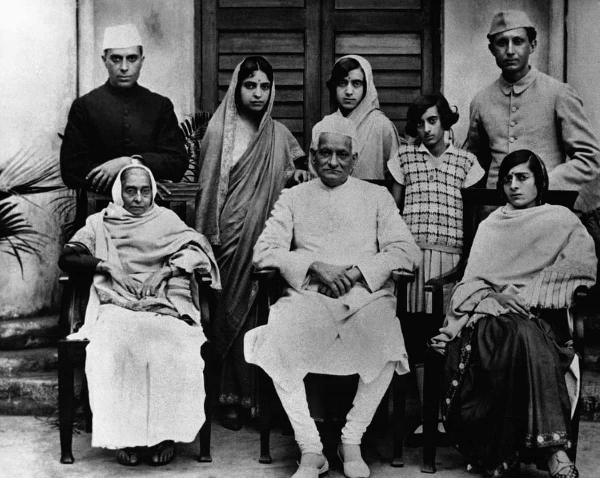India's first prime minister Jawaharlal Nehru with his family.