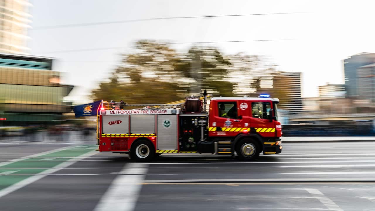  Fire truck responding to call in Melbourne 