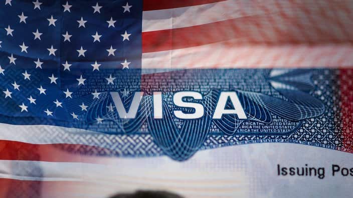 Close-up detail of American VISA