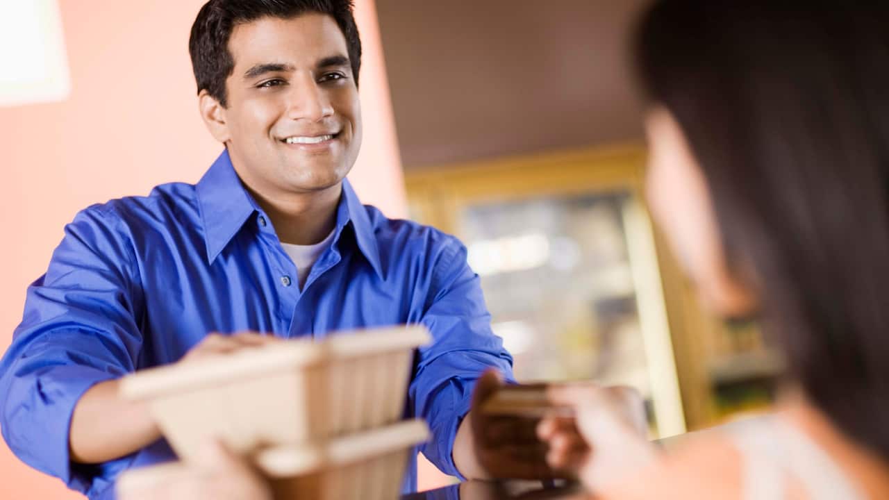 Student at supermarket