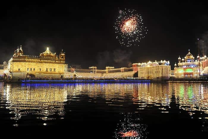 Fireworks are seen above the illuminated