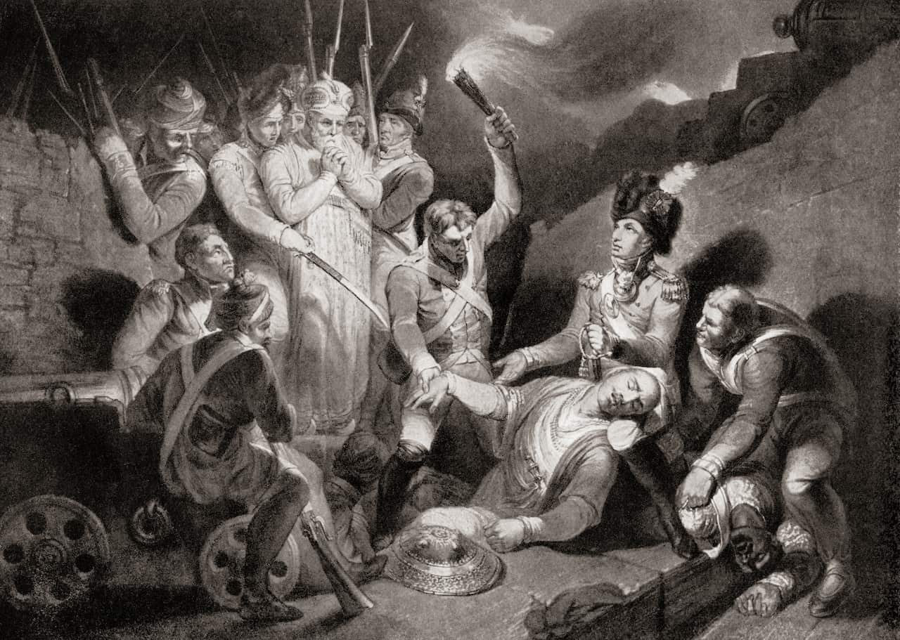 Discovery of the body of Tipu Sahib at Seringapatam, 1799. Ruler of the Kingdom of Mysore, India. From Hutchinson's History of the Nations, published 1915.