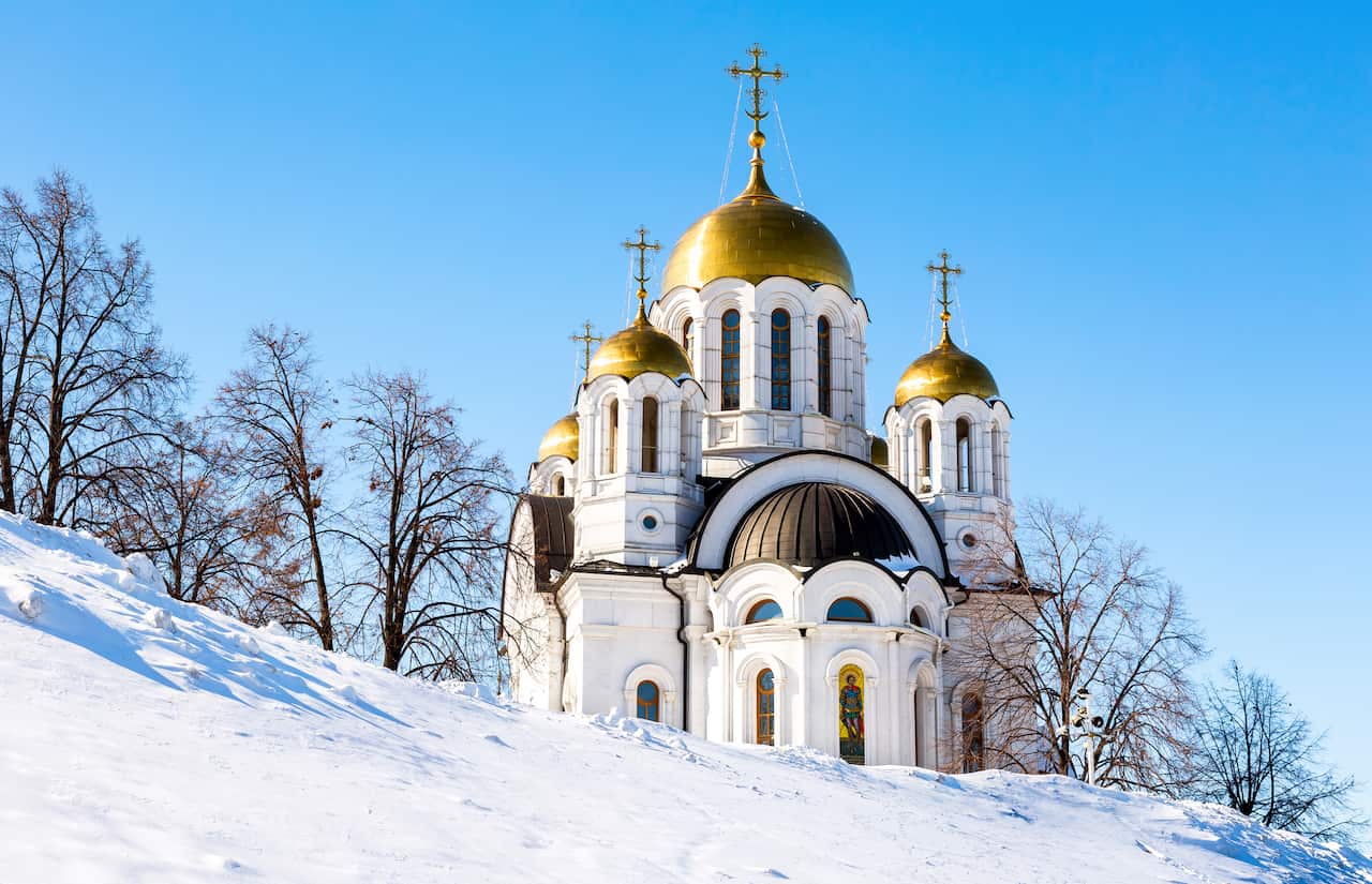 Russian orthodox church of the Martyr St. George in Samara, Russia. 