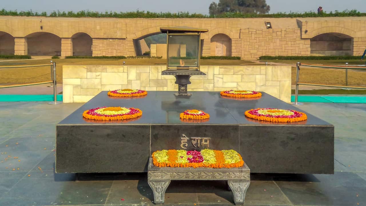 Rajghat, the memorial of Mahatma Gandhi in New Delhi.