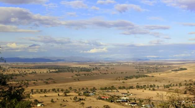 Panoramic views of dry, drought stricken farm land in Gunnedah, New South Wales, rural Australia iStockphoto
