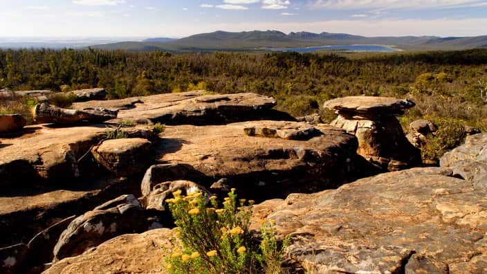 Grampian mountain view - view from Reeds Lookout towards Lake Wartook in the distance. (AAP/Mary Evans/Ardea/Steffen & Alexandra Sailer) | NO ARCHIVING, EDITORIAL USE ONLY