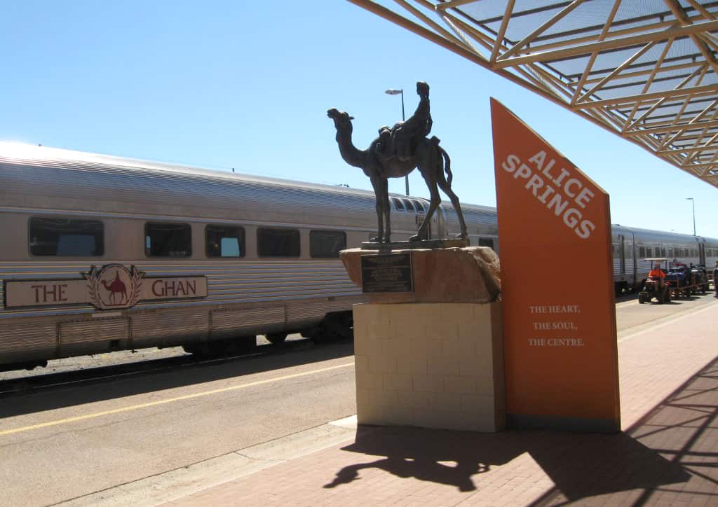 This statue by Gabriel Stark at Alice Springs railway station depicts an Afghan rider and his camel.