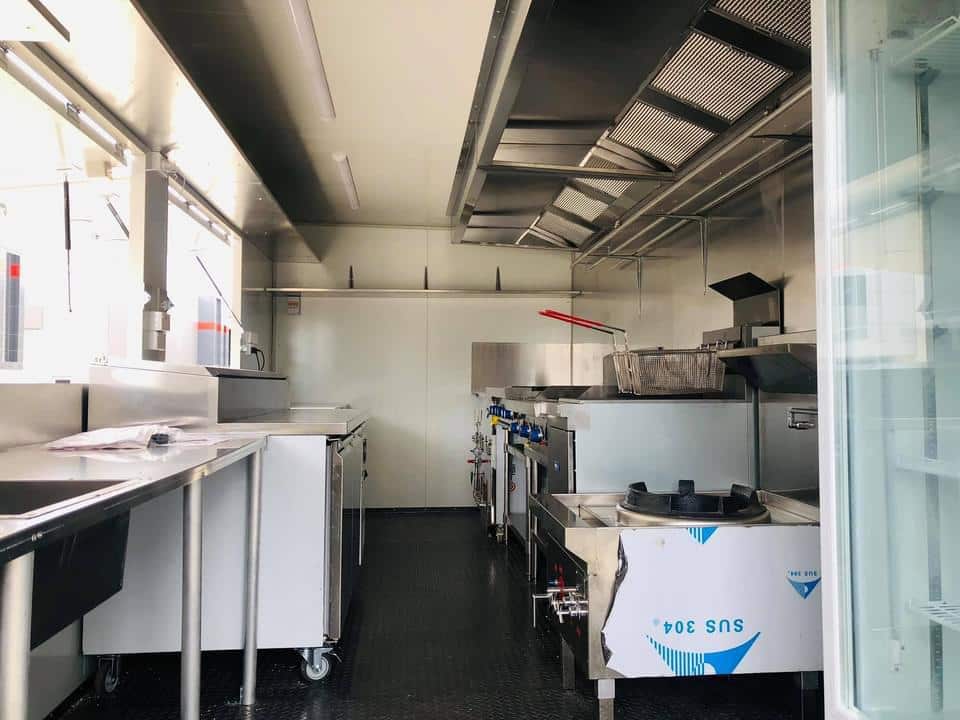 Inside view of a newly assembled food truck.
