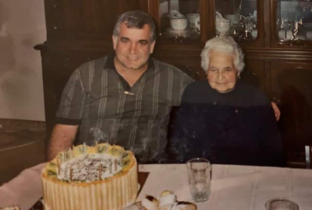 Giotto De Grazia with his mother Saveria in 1982.