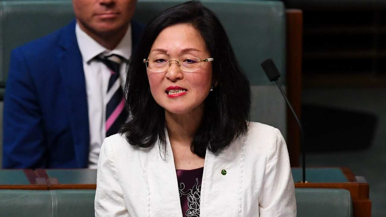 The Member for Chisholm Gladys Liu delivers her maiden speech in the House of Representatives at Parliament House in Canberra, Tuesday, 23 July, 2019. (AAP Image/Lukas Coch) NO ARCHIVING