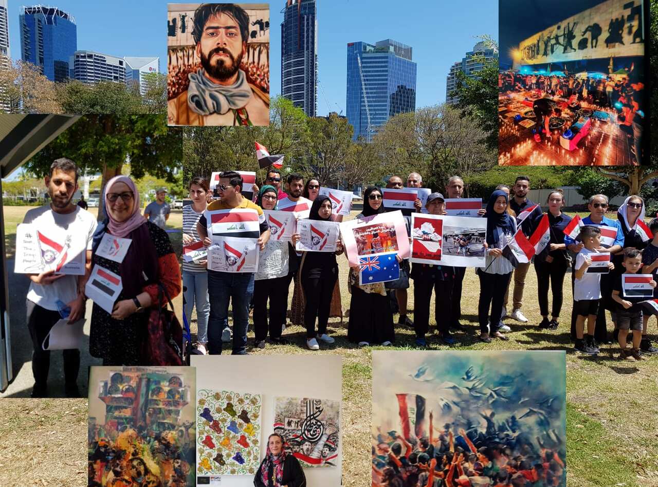 أغنار نيازي تشارك مع ابنها مرتضى  في معرض دعما للعراق 