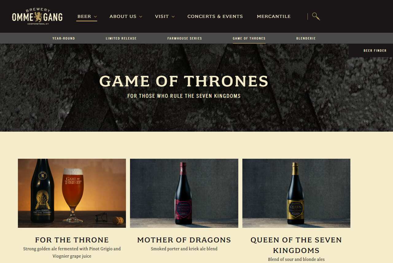 Game of Thrones, Beverages, Beers, Wines, Juices