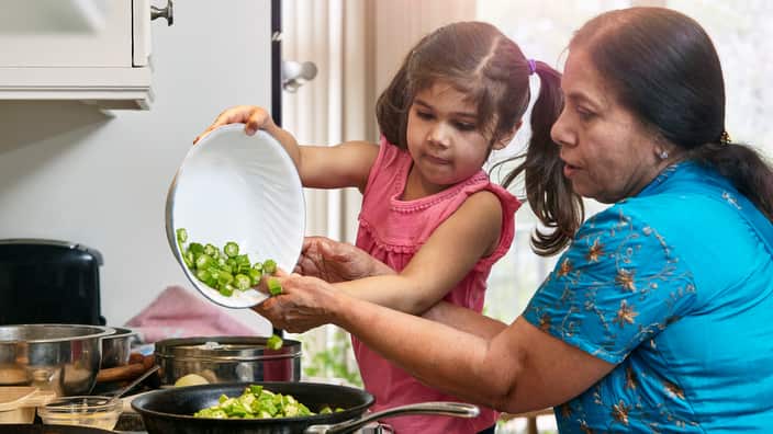 Indian American Family cooking