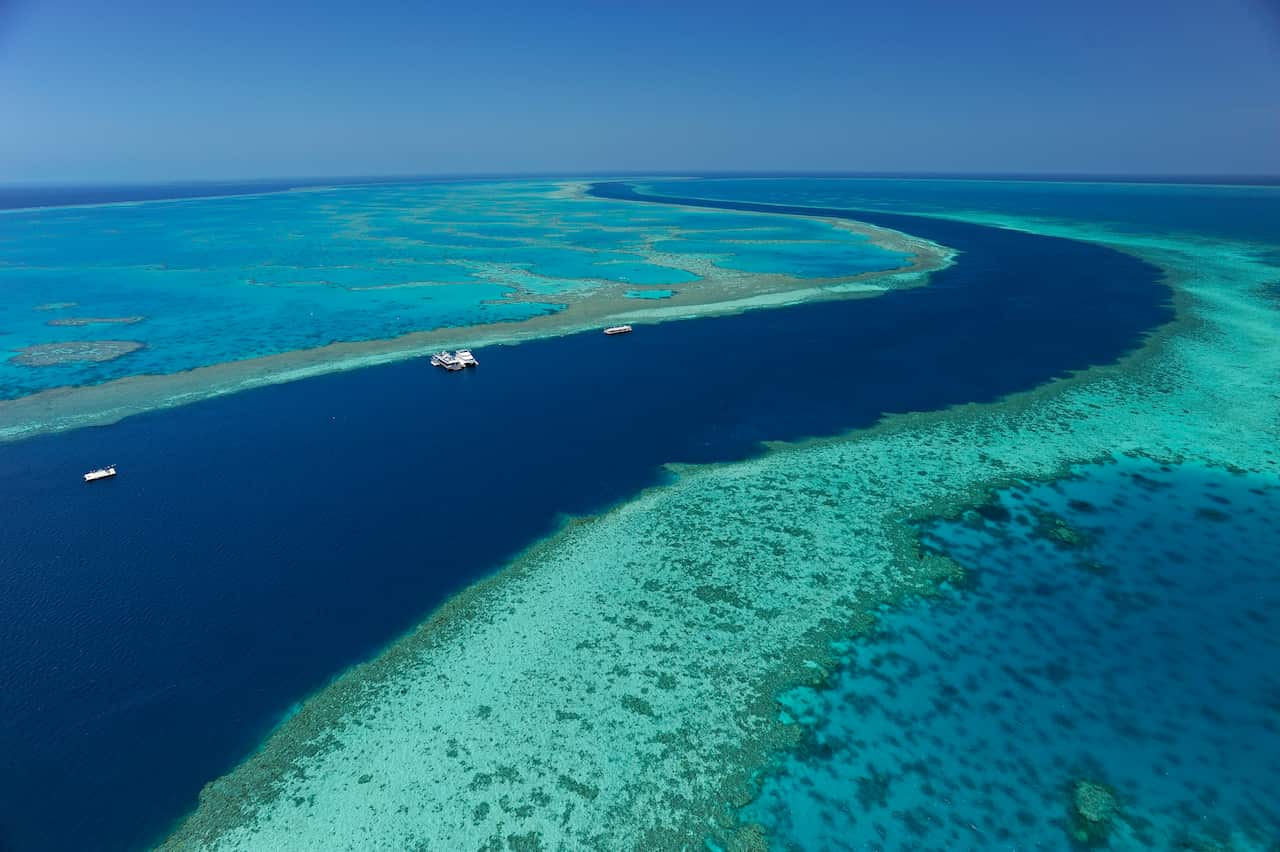 A supplied image obtained Tuesday, Sept. 22, 2015 of Australia's Great Barrier Reef as seen from above. (AAP Image/Hamilton Island) NO ARCHIVING, EDITORIAL USE ONLY