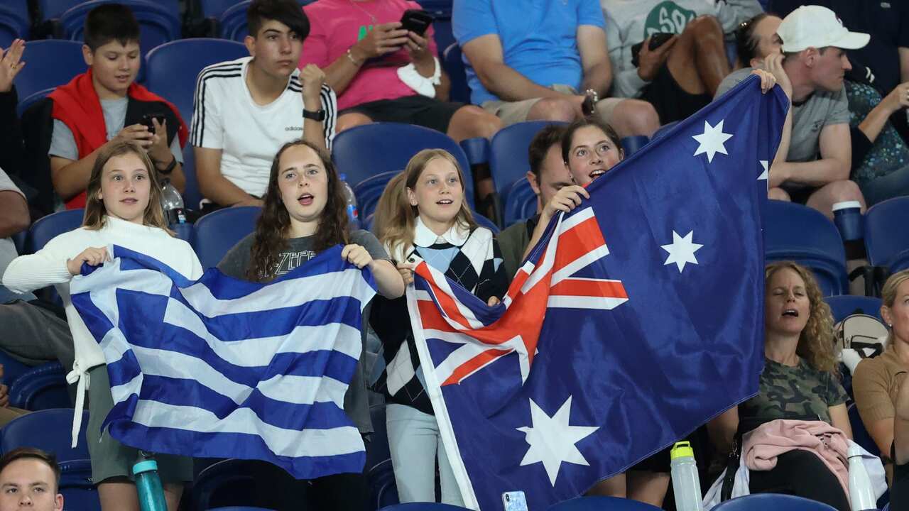 ATP Cup crowd with Greek and Australian flags