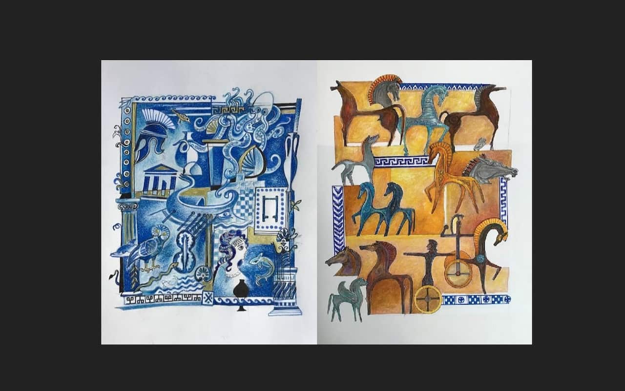 Recent work of Max Grierson: Greek Horses (L) - The Greek Page. 